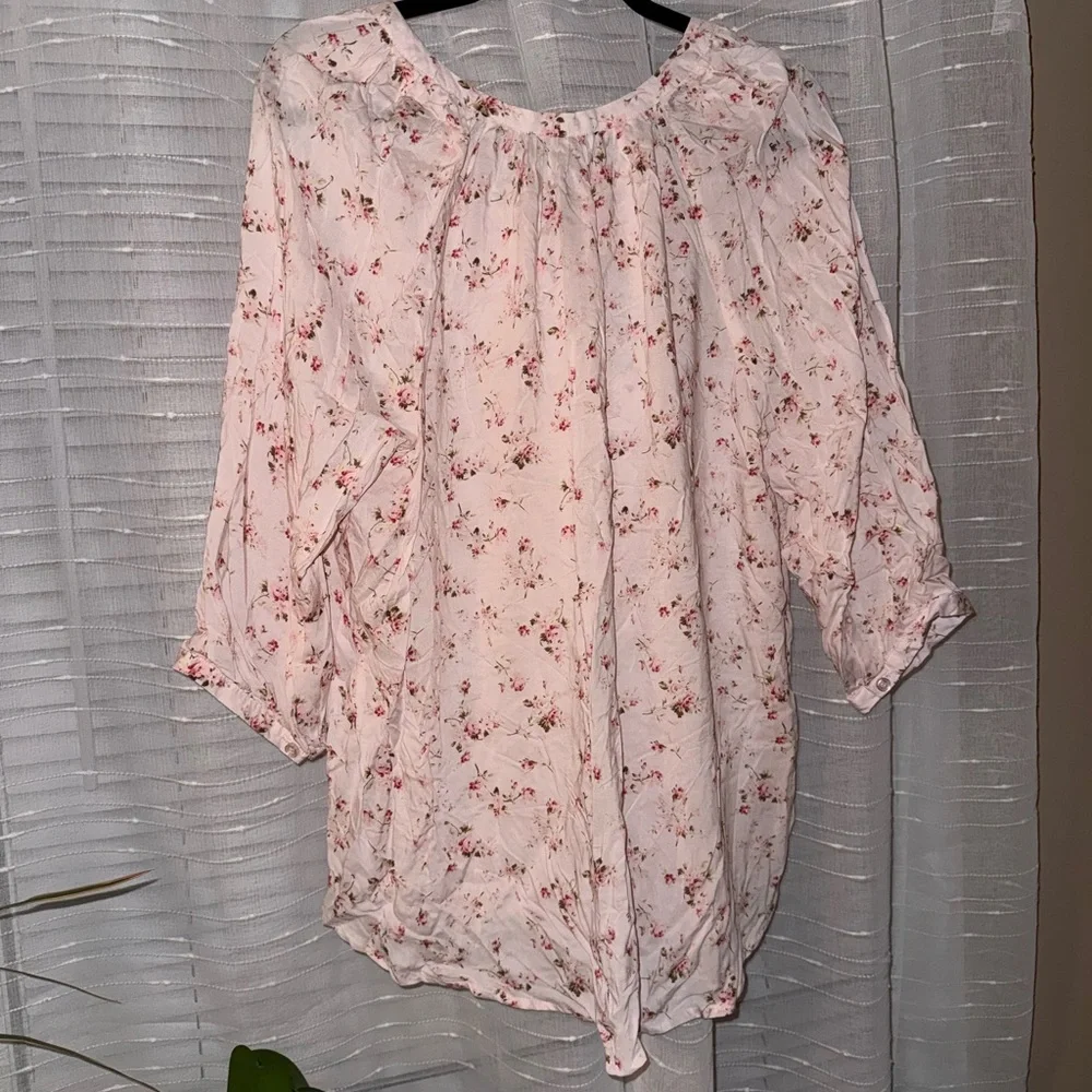 Cynthia Rowley Light Pink Floral Blouse - Picture 2 of 4